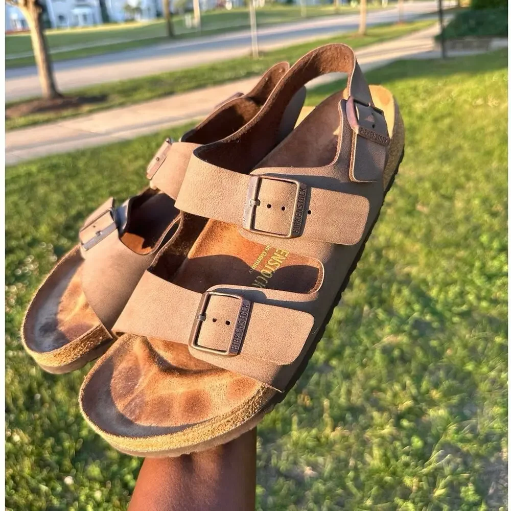 Birkenstock Milano Men’s Leather‎ Sandals Size 45 US M12  Mocha